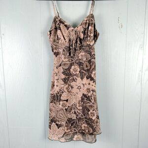 Whimsigoth Babydoll Dress Floral Print Cami Small 4 Brown Fairy Grunge Lined NWT